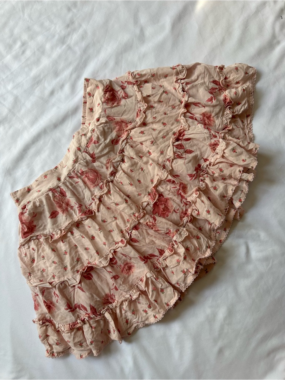 Altar'd State Blush Pink Floral Ruffle Skirt